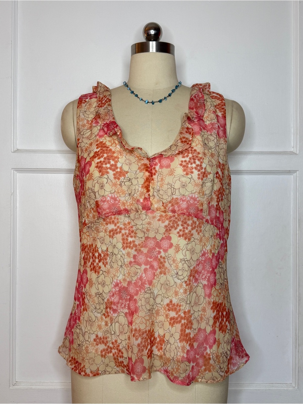 Beige and pink floral top